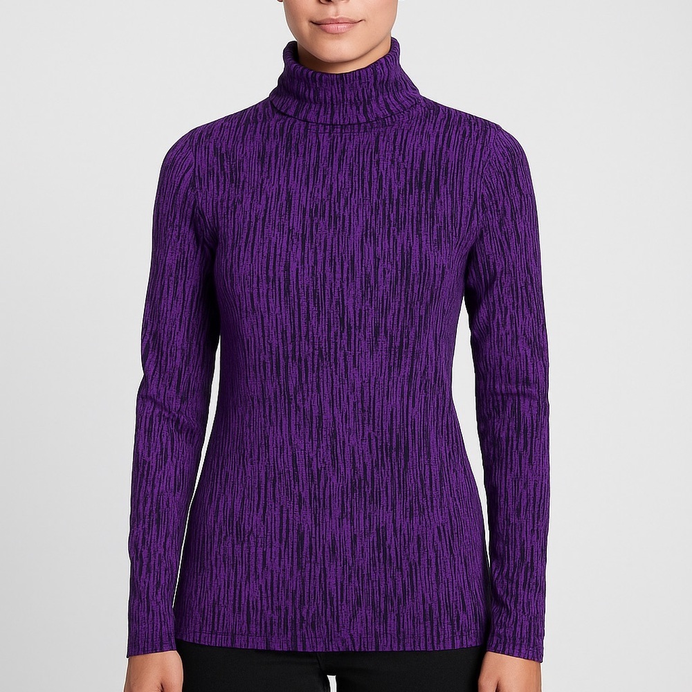 Athleta Long Sleeve Turtleneck Top – Purple/Black – Size Medium